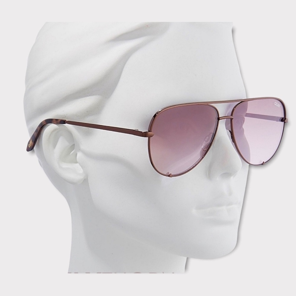 Quay Australia High Key Aviator Sunglasses Bronze Brown Pink
